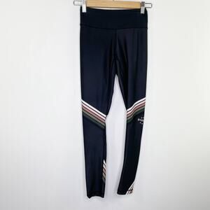 Barry's Black Multi-Color Striped Pull On Leggings Women's Size X-Small XS